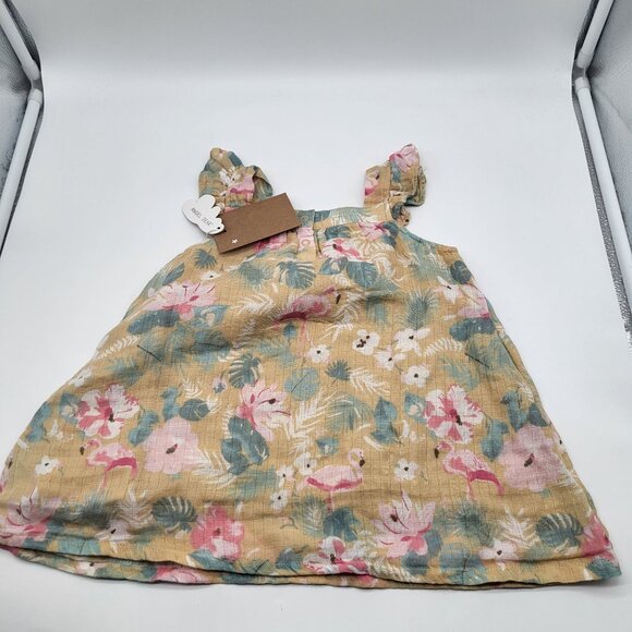 Angel Dear Baby 12-18M Floral Tropical Flamingo Sun Dress Romper w/Diaper Cover - Picture 5 of 7